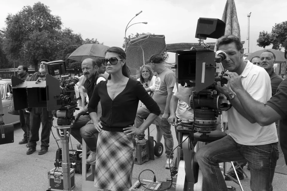 Bianca Guaccero sul set della miniserie Mia madre. Foto: QuadasQueen, fonte Wikimedia Commons, licenza CC BY SA 3.0.