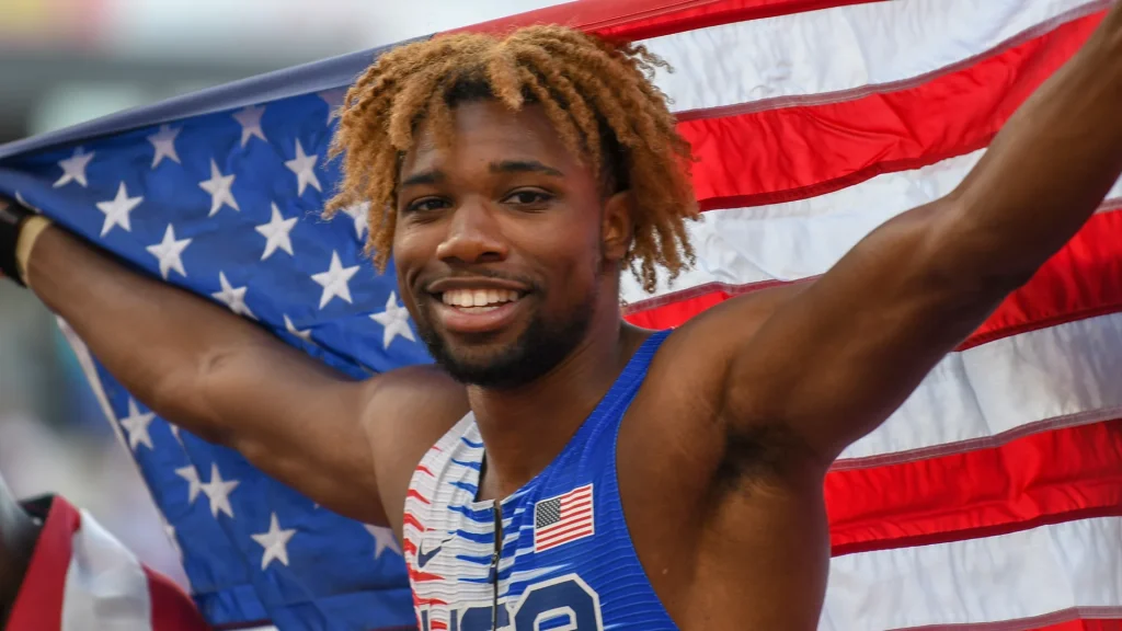 Noah Lyles in gara a Eugene nel 2022